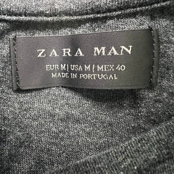 Zara Man Short Sleeve Gray Raised Letters Size Medium - Picture 7 of 8